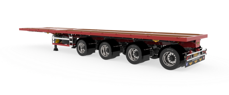 4-axle flat trailer triple extendable (275 tires)