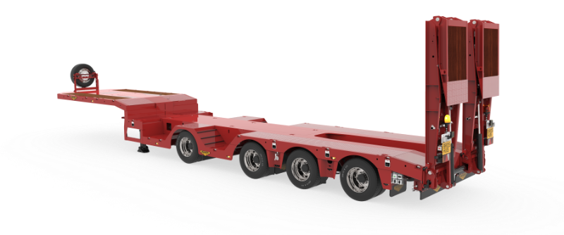 4-axle construction semi low loader with ramps