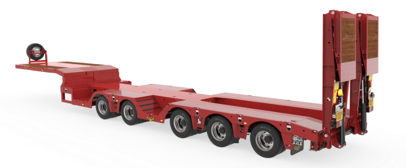 5-axle construction semi low loader with ramps
