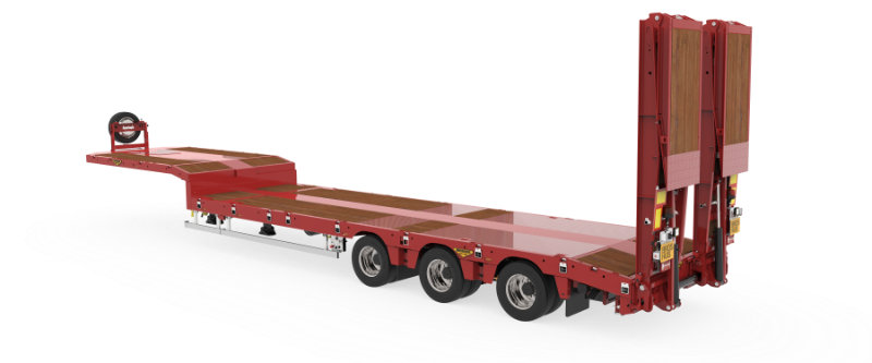 3-axle hydraulically steered semi low loader with ramps