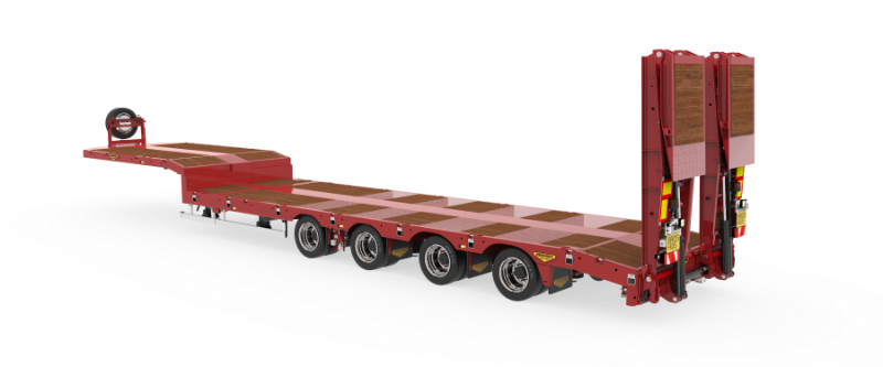 4-axle semi low loader with ramps