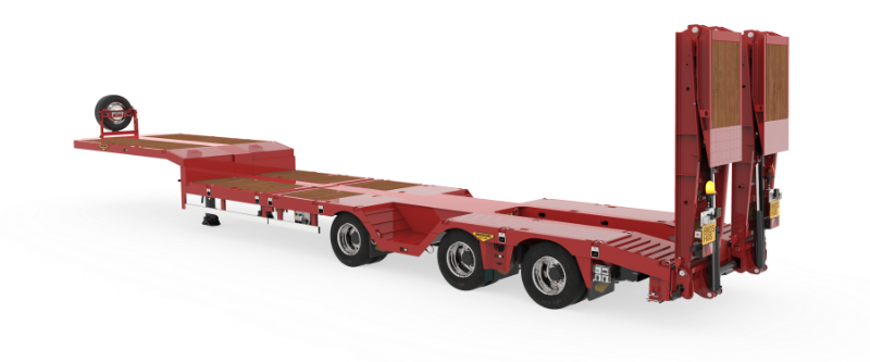 3-axle construction semi low loader with ramps